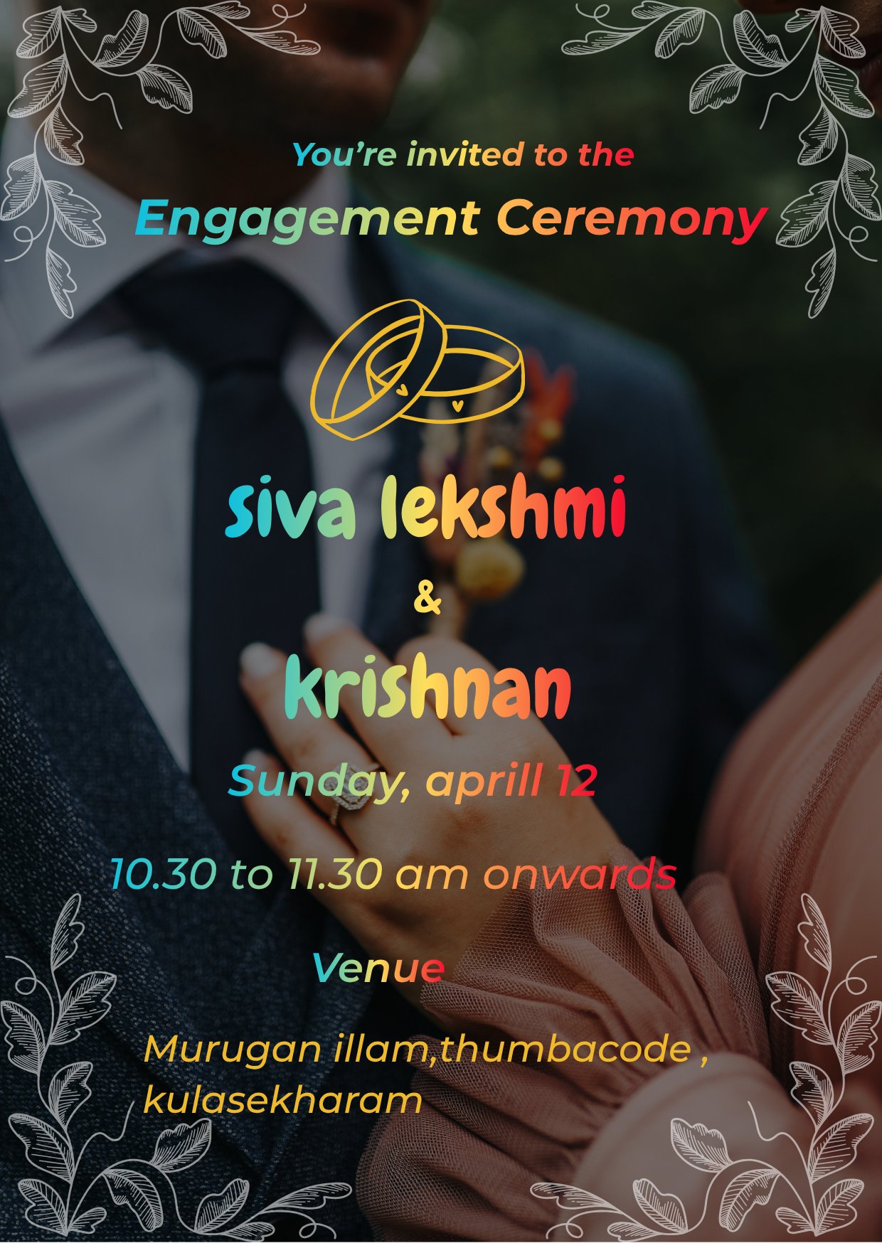 siva lekahmi engagement invitataion